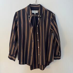 THE GREAT. Striped 100% Cotton Button Up Shirt Size 0 Casual Workwear Collar Top